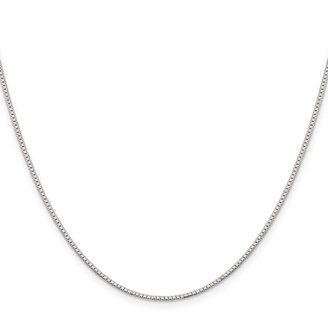 925 White Gold 1.1 mm Box Chain Necklace, Polished