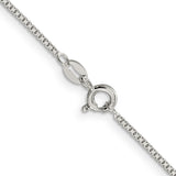 925 White Gold 1.1 mm Box Chain Necklace, Polished alternate angle