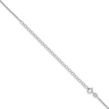 925 White Gold 1.1 mm Box Chain Necklace, Polished detail view