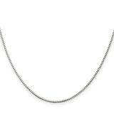 925 White Gold 1.25 mm Box Chain Necklace, Polished