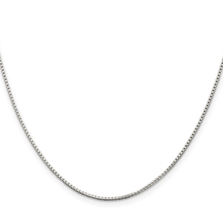 925 White Gold 1.25 mm Box Chain Necklace, Polished