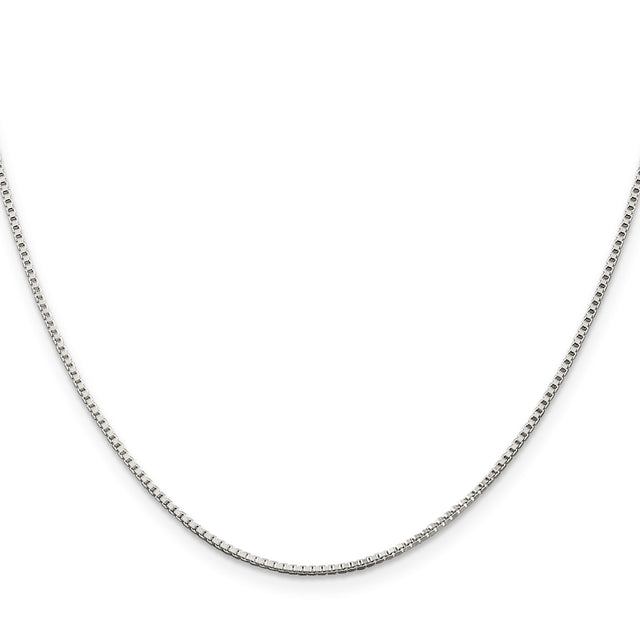 925 White Gold 1.25 mm Box Chain Necklace, Polished