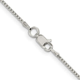 925 White Gold 1.25 mm Box Chain Necklace, Polished alternate angle