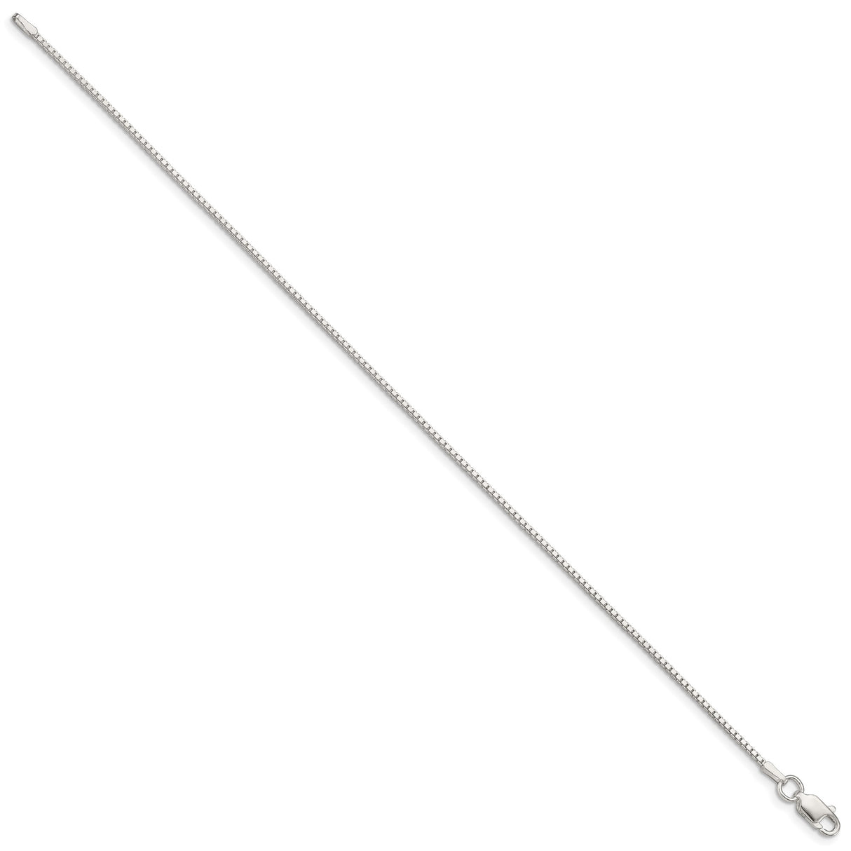 925 White Gold 1.25 mm Box Chain Bracelet, Polished alternate angle