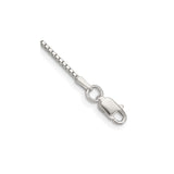 925 White Gold 1.25 mm Box Chain Bracelet, Polished shown for scale