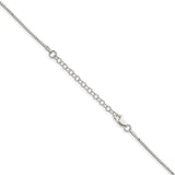 925 White Gold 1.25 mm Box Chain Necklace, Polished detail view