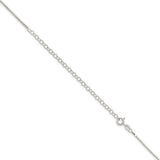925 White Gold 1.25 mm Box Chain Necklace, Polished detail view
