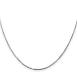 925 White Gold 1.25 mm Box Chain Necklace, Polished
