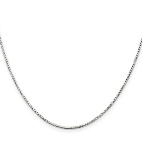 925 White Gold 1.25 mm Box Chain Necklace, Polished