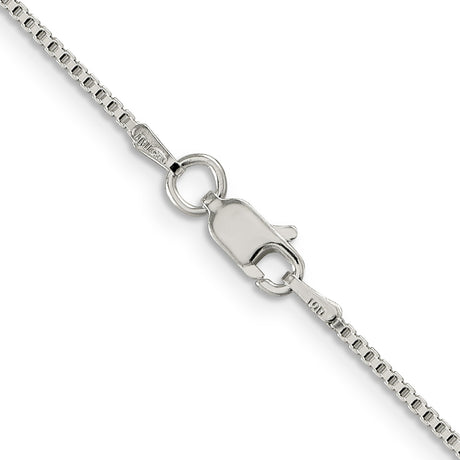 925 White Gold 1.25 mm Box Chain Necklace, Polished alternate angle