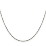 925 White Gold 1.4 mm Box Chain Necklace, Polished
