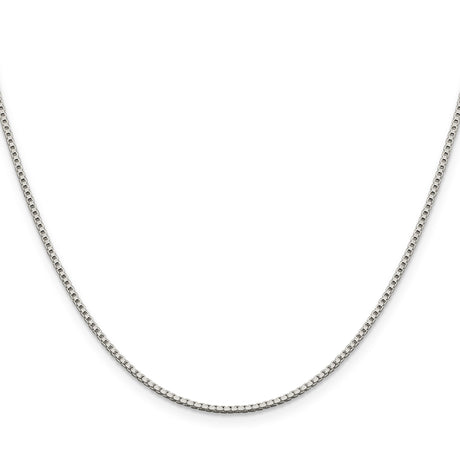 925 White Gold 1.4 mm Box Chain Necklace, Polished