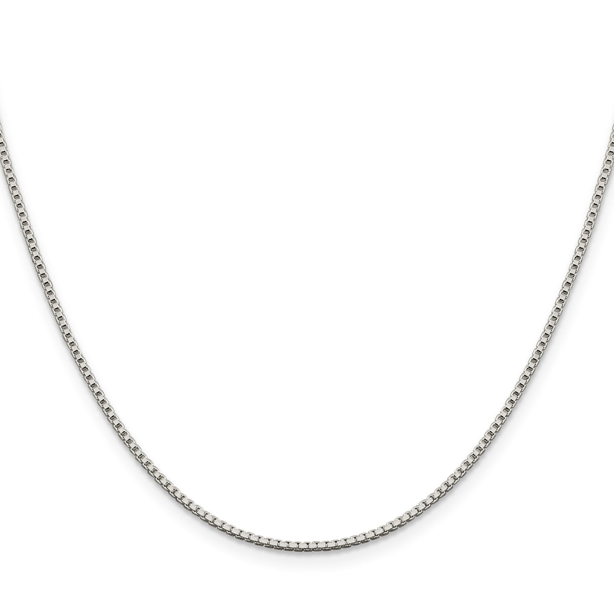 925 White Gold 1.4 mm Box Chain Necklace, Polished