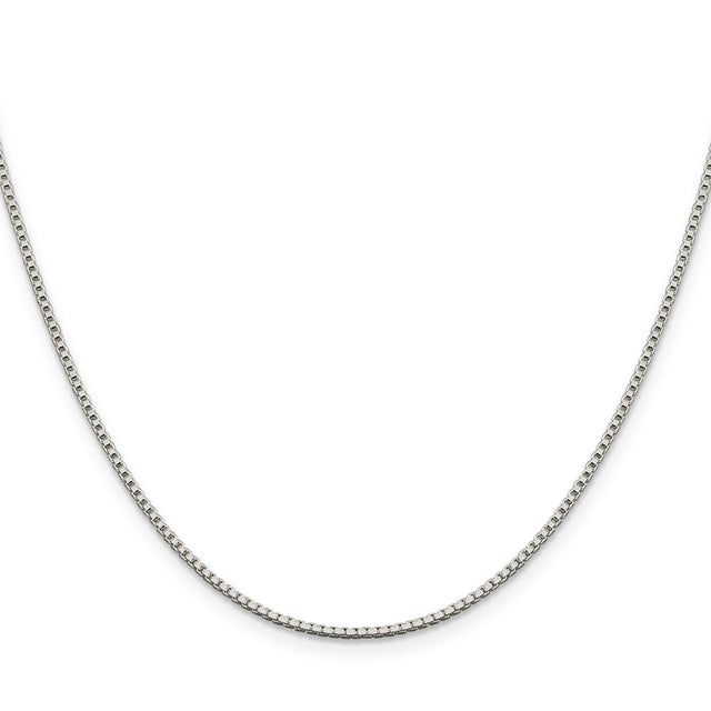 925 White Gold 1.4 mm Box Chain Necklace, Polished