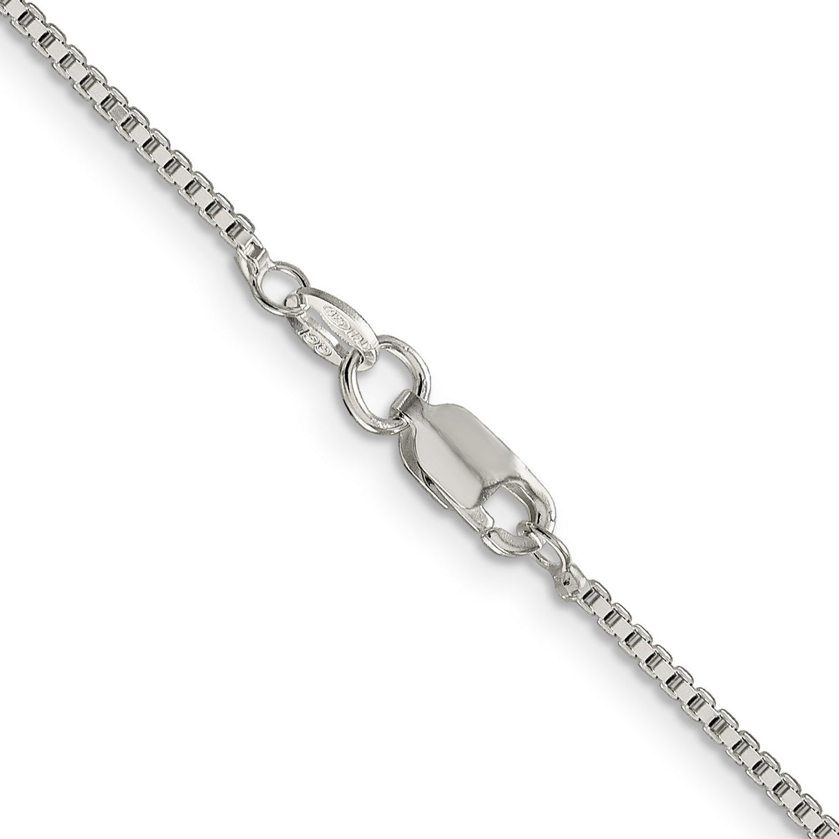925 White Gold 1.4 mm Box Chain Necklace, Polished alternate angle