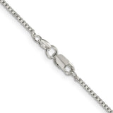925 White Gold 1.4 mm Box Chain Necklace, Polished alternate angle