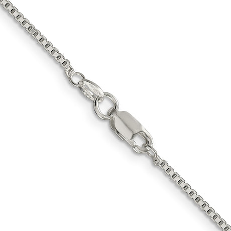925 White Gold 1.4 mm Box Chain Necklace, Polished alternate angle