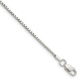 925 White Gold 1.4 mm Box Chain Bracelet, Polished shown for scale
