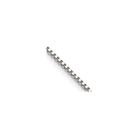 925 White Gold 1.4 mm Box Chain Necklace, Polished alternate angle