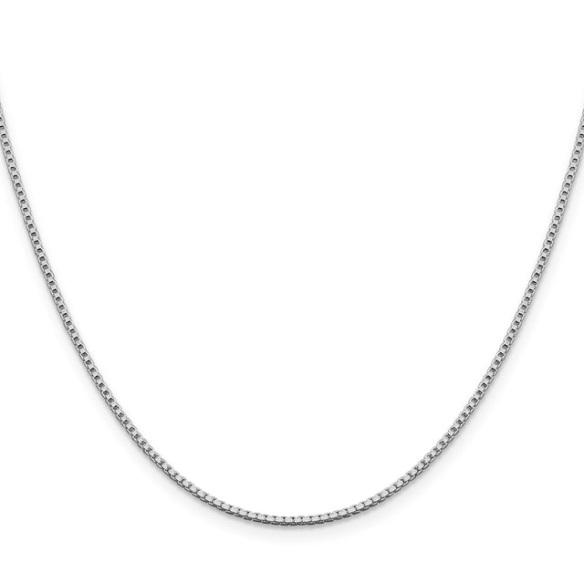 925 White Gold 1.4 mm Box Chain Necklace, Polished