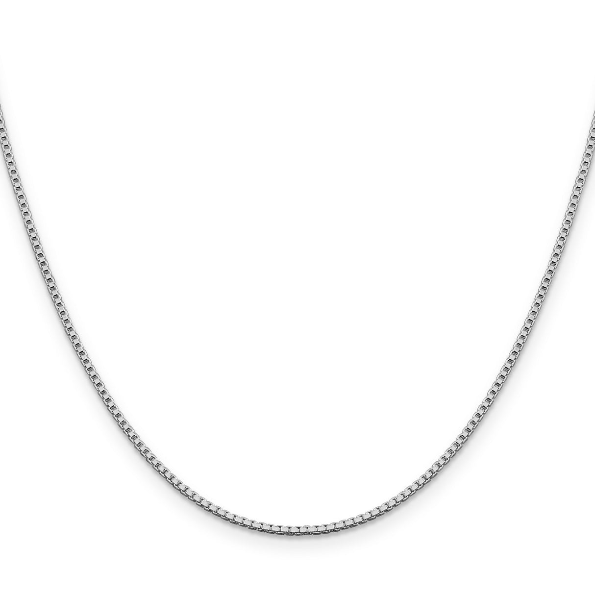 925 White Gold 1.4 mm Box Chain Necklace, Polished alternate angle
