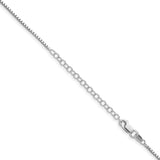 925 White Gold 1.4 mm Box Chain Necklace, Polished detail view