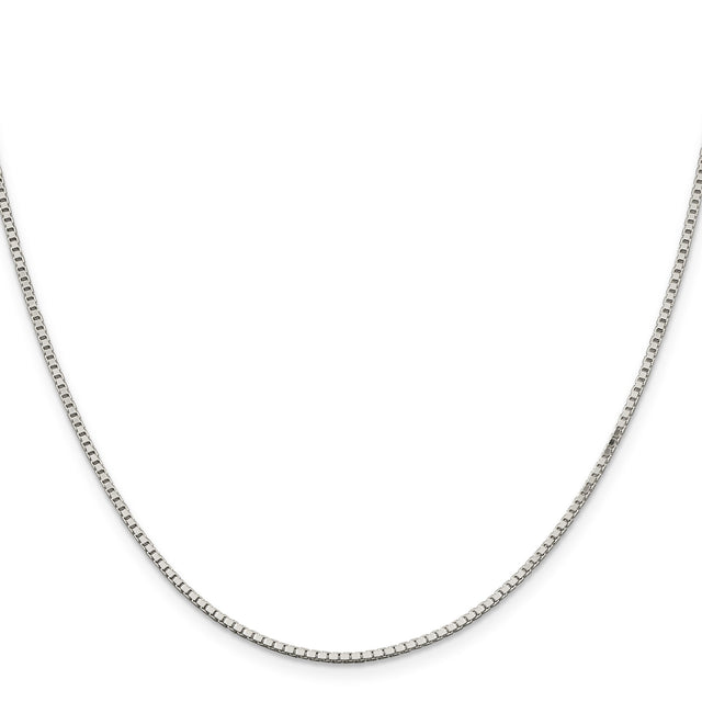 925 White Gold 1.5 mm Box Chain Necklace, Polished