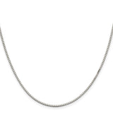 925 White Gold 1.5 mm Box Chain Necklace, Polished