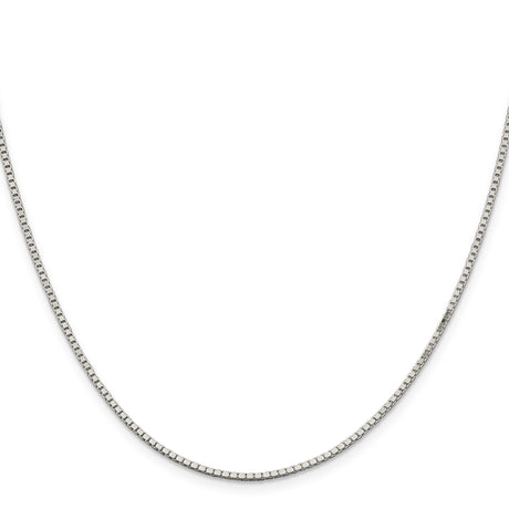 925 White Gold 1.5 mm Box Chain Necklace, Polished