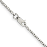 925 White Gold 1.5 mm Box Chain Necklace, Polished alternate angle
