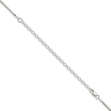 925 White Gold 1.5 mm Box Chain Necklace, Polished detail view