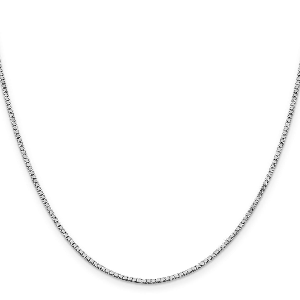925 White Gold 1.5 mm Box Chain Necklace, Polished