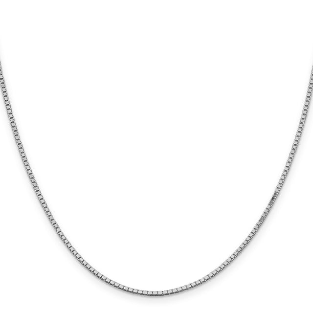 925 White Gold 1.5 mm Box Chain Necklace, Polished