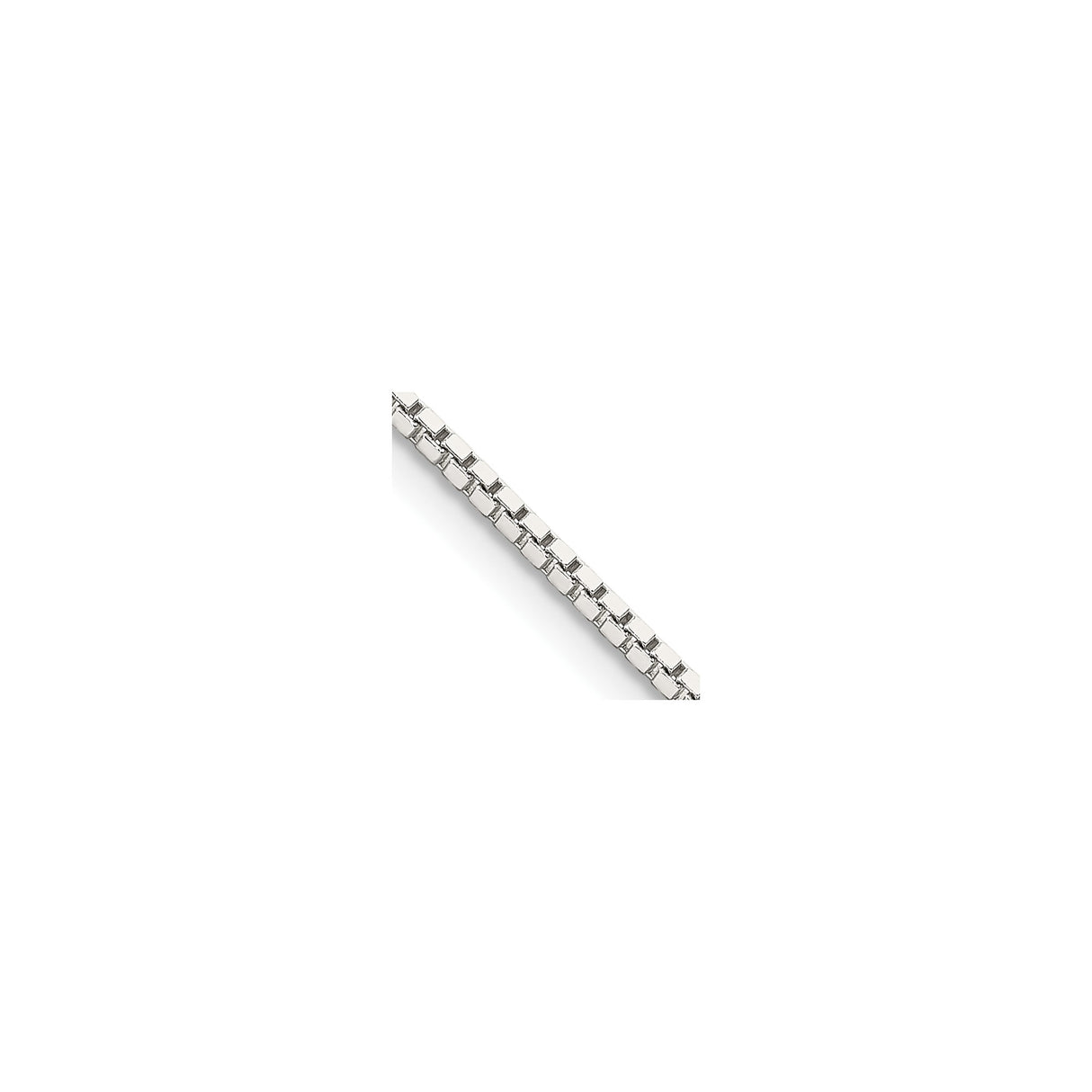 925 White Gold 1.5 mm Box Chain Necklace, Polished detail view