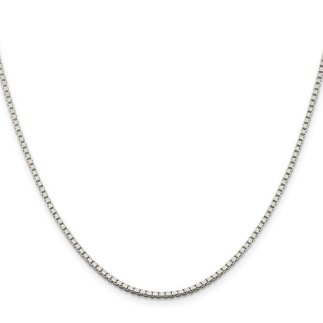 925 White Gold 1.75 mm Box Chain Necklace, Polished