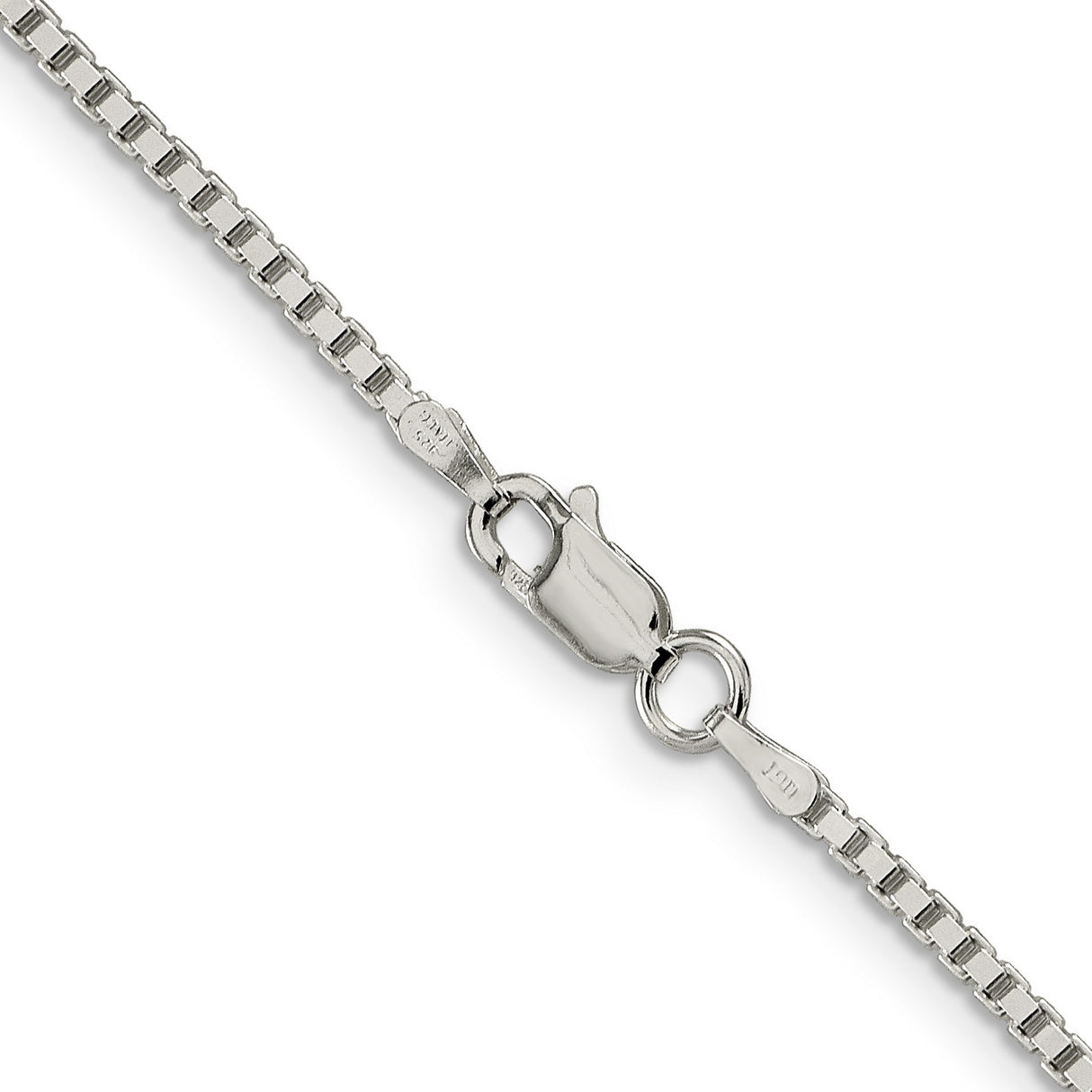 925 White Gold 1.75 mm Box Chain Necklace, Polished alternate angle