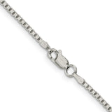925 White Gold 1.75 mm Box Chain Necklace, Polished alternate angle