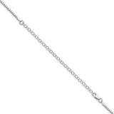 925 White Gold 1.75 mm Box Chain Necklace, Polished detail view
