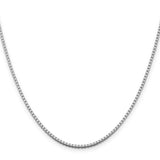 925 White Gold 1.75 mm Box Chain Necklace, Polished