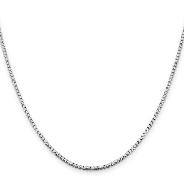 925 White Gold 1.75 mm Box Chain Necklace, Polished