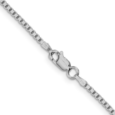 925 White Gold 1.75 mm Box Chain Necklace, Polished alternate angle
