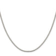 925 White Gold 1.9 mm Box Chain Necklace, Polished