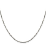 925 White Gold 1.9 mm Box Chain Necklace, Polished
