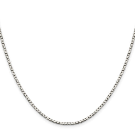 925 White Gold 1.9 mm Box Chain Necklace, Polished
