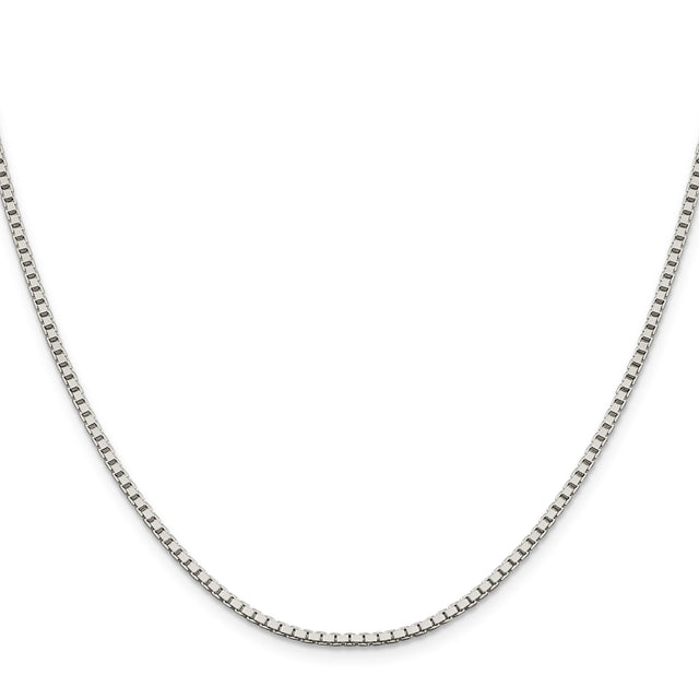 925 White Gold 1.9 mm Box Chain Necklace, Polished
