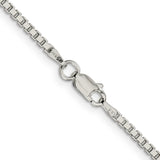 925 White Gold 1.9 mm Box Chain Necklace, Polished alternate angle