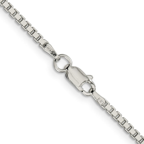 925 White Gold 1.9 mm Box Chain Necklace, Polished alternate angle
