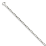 925 White Gold 1.9 mm Box Chain Bracelet, Polished