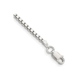 925 White Gold 1.9 mm Box Chain Bracelet, Polished shown for scale