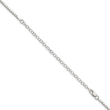 925 White Gold 1.9 mm Box Chain Necklace, Polished detail view